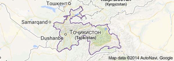 Tadjikistan
 - Map data © 2014 Autonavi, Google